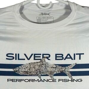 Silver Bait Mens Performance Fishing Shirt White Long Sleeve UPF 50 Tarpon M New